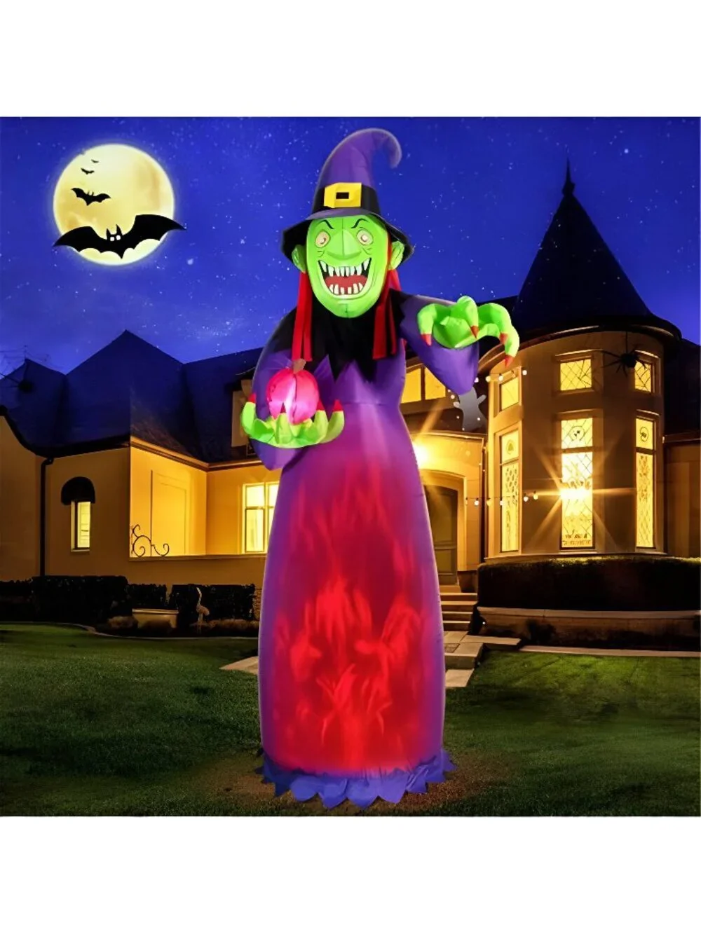 Halloween Inflatable Witch Decoration 6 Styles with LED Lights Indoor/Outdoor -G